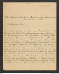 Nachlass Franz Steindachner, Brief von Rud. Burckhardt an Franz Steindachner (19.05.1898), Inv.Nr. 69.01, Seite 1